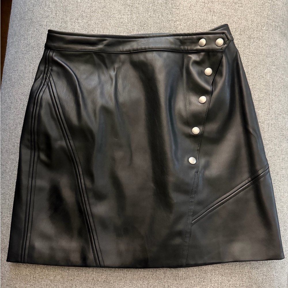Blank NYC Black Mini Skirt with Silver Button Accents